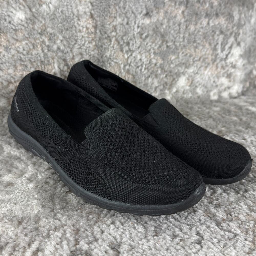 Skechers Size 7.5 49679S Black Reggae Fest Enjoy Casual Flats Shoes Walking